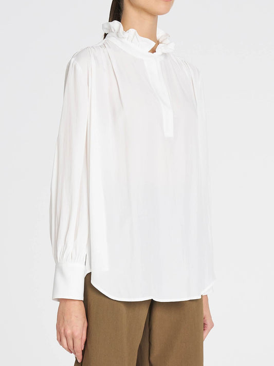 MELA PURDIE FRILL NECK BLOUSE (White)