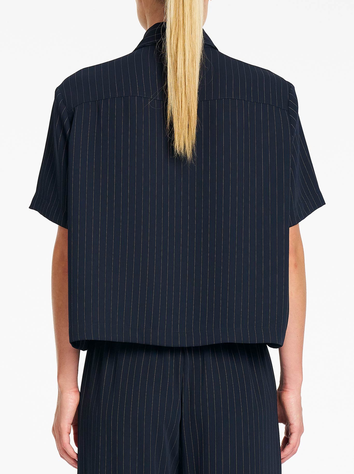 Mela Purdie Crop Shirt (Navy/Chalk)