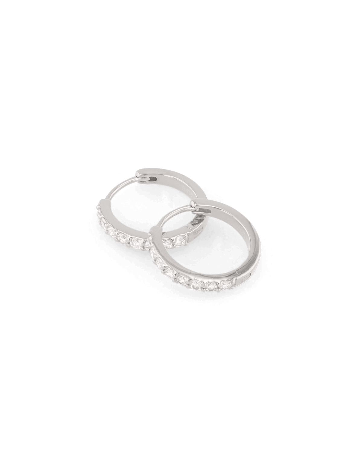 LAVANA Miami Silver Diamond Huggie Earrings