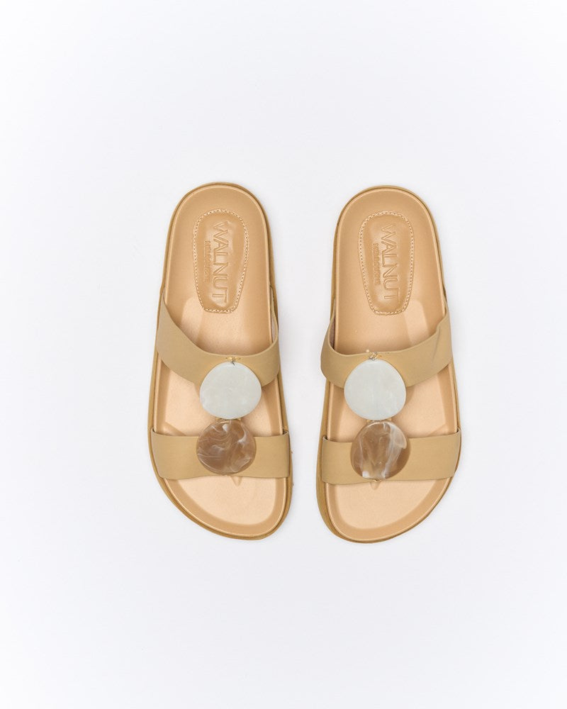 Walnut Melbourne Micah Leather Slide (Biscuit)