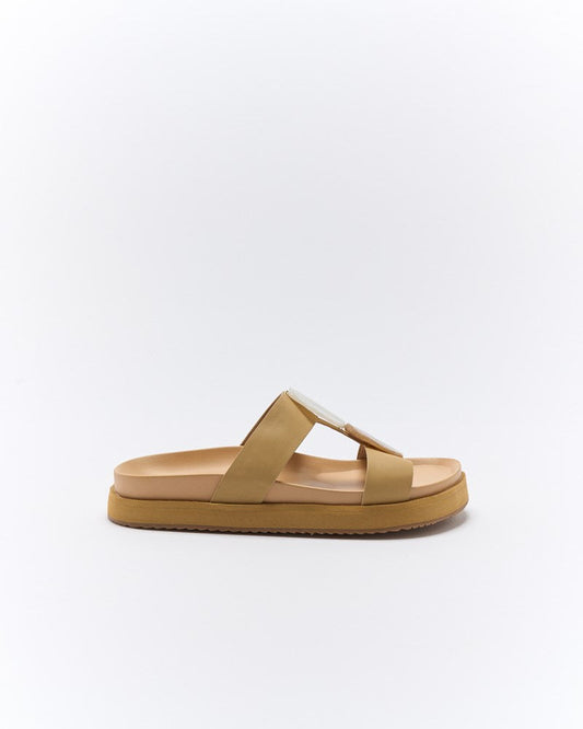 Walnut Melbourne Micah Leather Slide (Biscuit)