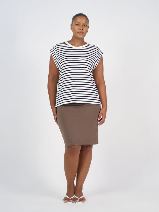 Lou Lou Midi Bamboo Whitney Tube Skirt (Chocolate)
