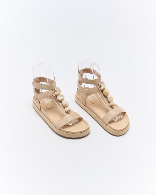 Walnut Melbourne Mietta Leather Sandal (Oyster)