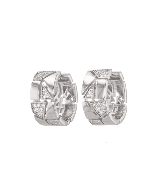 LAVANA Milano Jigsaw Silver Hoop Earrings