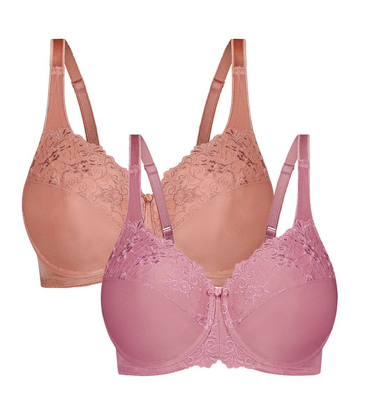 Triumph Embroidered Minimiser Twin Pack Underwired Bra (Pink Tan Combination)