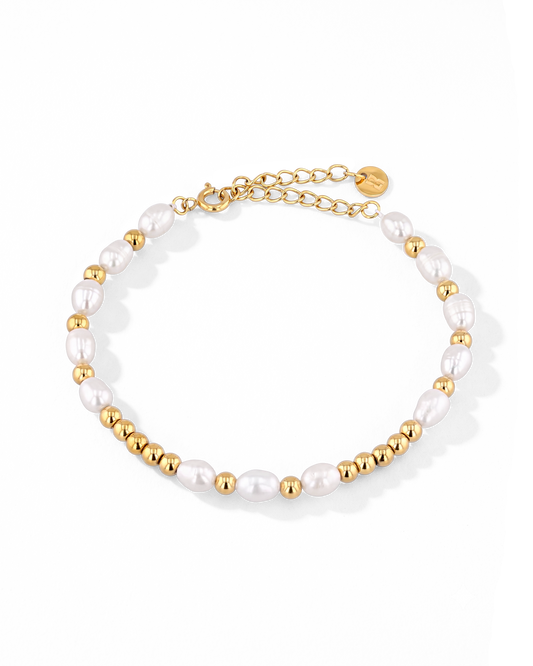 Image of Bracelets. Product name - Moontide Gold Pearl Bracelet in colour by brand - LAVANA