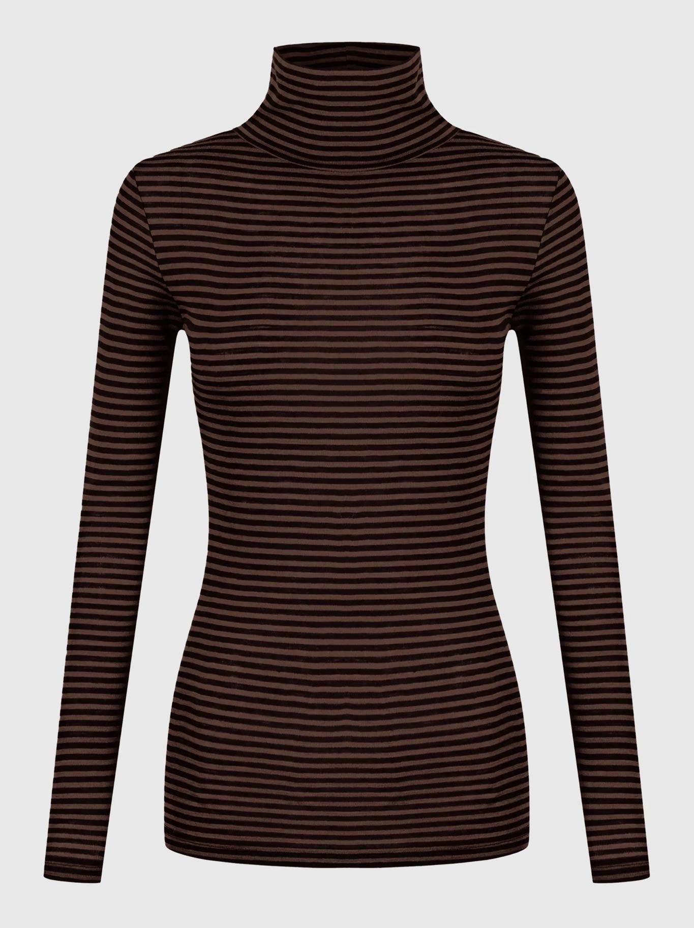 MORRISON MORRI MERINO STRIPE HIGH NECK (Espresso Black)