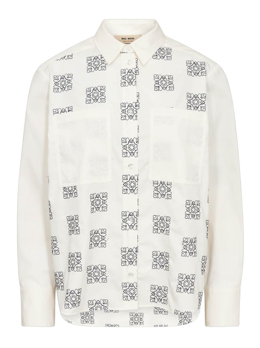 MOS MOSH WEINA GEO EMBROIDED SHIRT (White)
