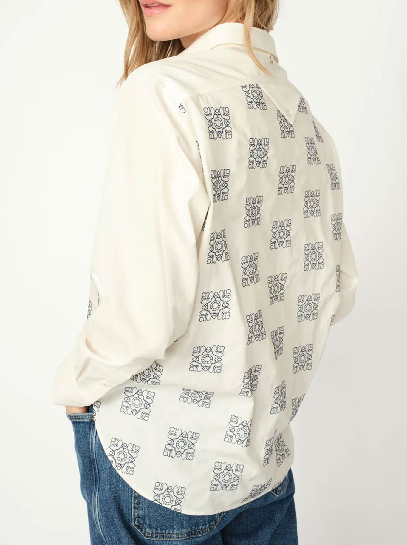 MOS MOSH WEINA GEO EMBROIDED SHIRT (White)