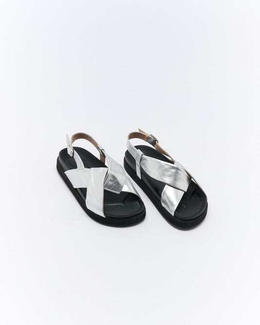 Walnut Melbourne Mya Leather Sandal (Silver)