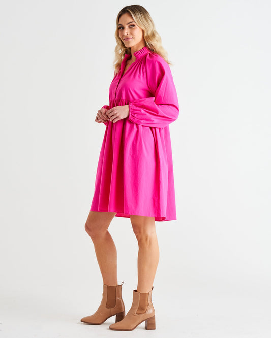 Betty Basics Cottage Relaxed Cotton Dress (Autumn Pink)