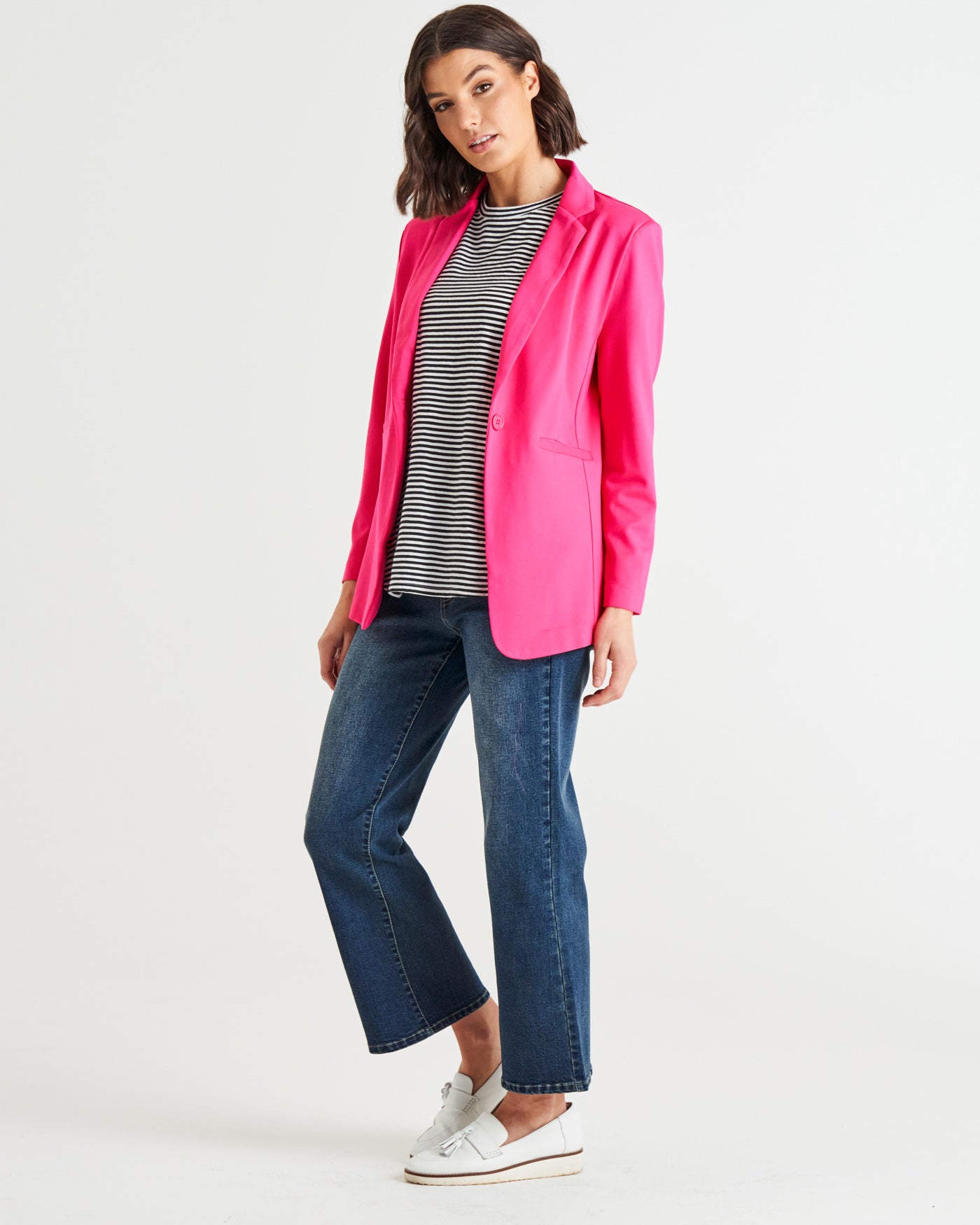 Betty Basics Portsea Single-Breasted Stretchy Lightweight Blazer (Bubblegum Pink)