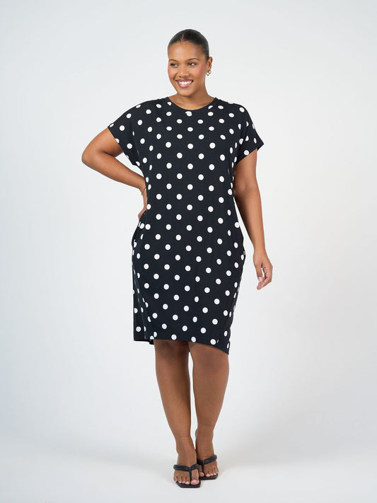 Lou Lou Nicks Bamboo Short Sleeve T-Shirt Dress (Polka Dot)