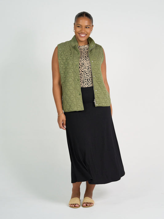 Lou Lou Nina Quilted Bamboo Puffer Vest (Olive)