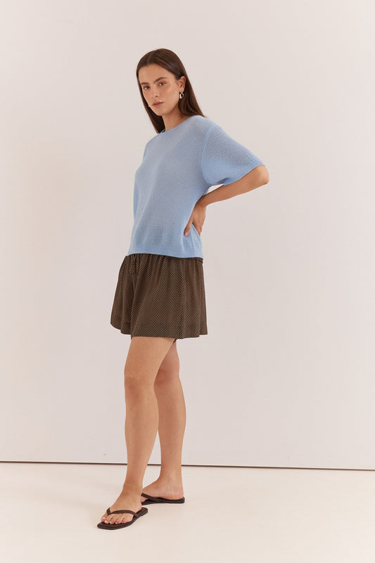 Sass Clothing Noni Relaxed Knit Tee (Pale Blue)