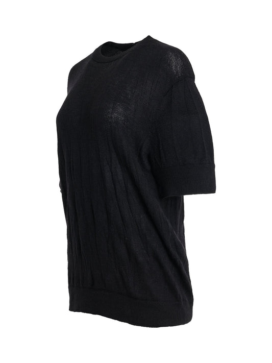 HELMUT LANG Crushed Knit T-Shirt (Black)