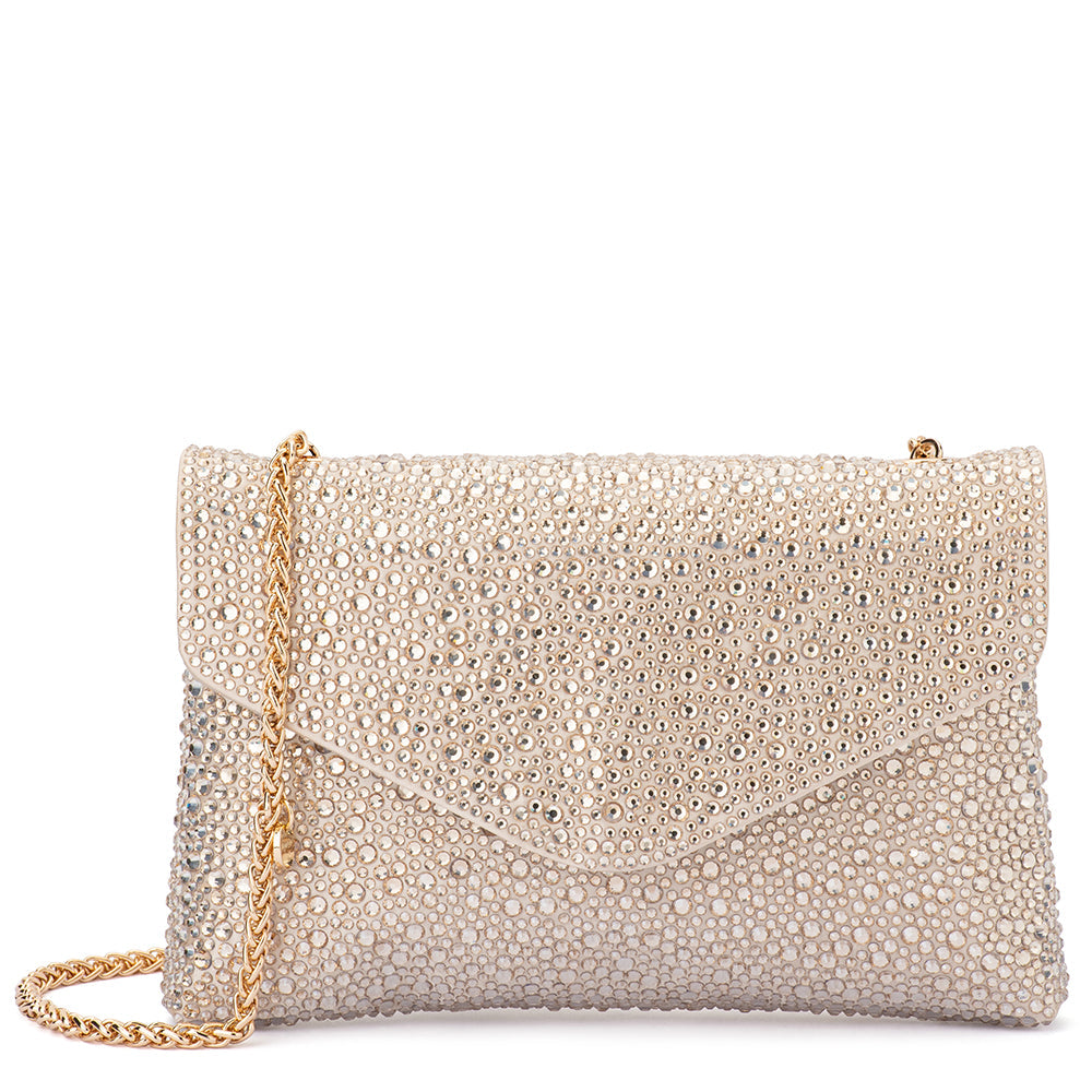 Olga Berg HATTIE Crystal Shoulder Bag (Champagne)
