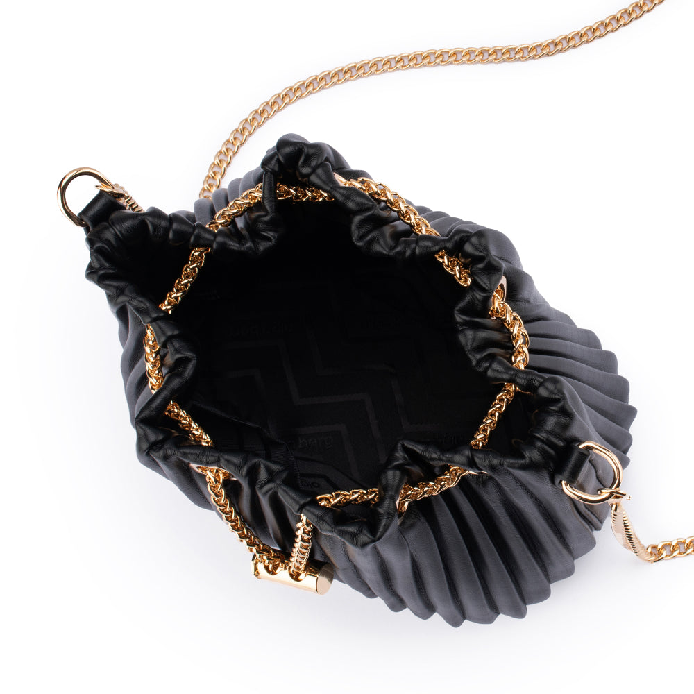 Olga Berg REMI Pleated Drawstring Bag (Black)