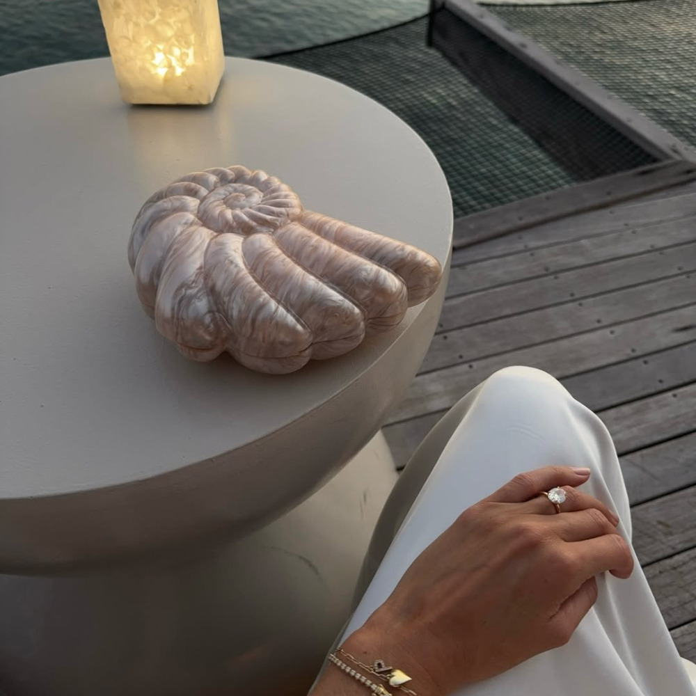 Image of Bags. Productname: INDI Acrylic Shell Clutch in colour by brand - Olga Berg