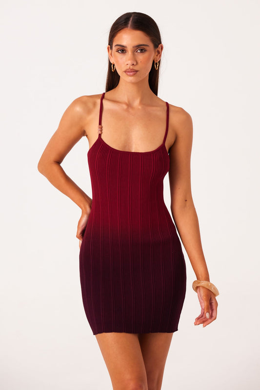 SNDYS ODESSA MINI DRESS (Plum Ombre)