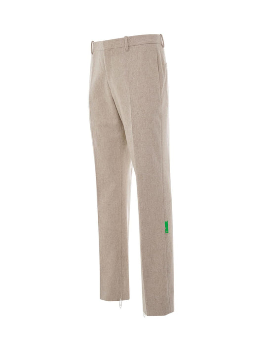 OFF- Tag Wool Slim Zip Pant (White)