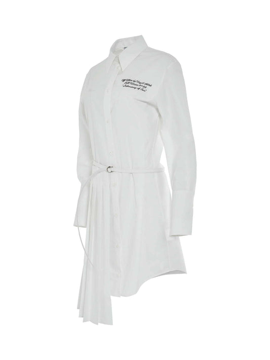 OFF- Popel Plisse Shirt Dress (White)