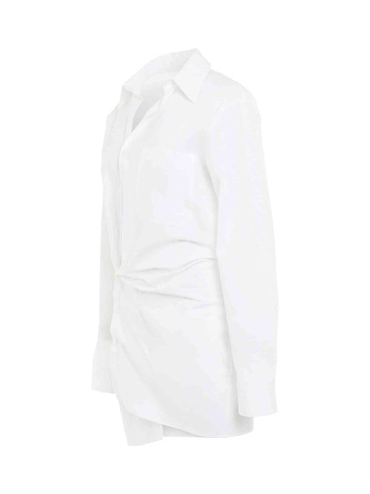 OFF- Poplin Twist Shirt Dress (White)