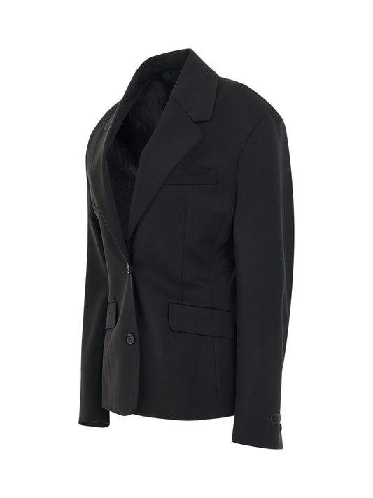 OFF-WHITE Wool Blend Round Jacket (Black)