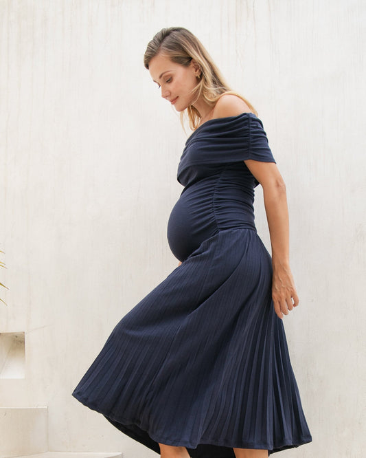 Soon Maternity Off Shoulder Midi Dress