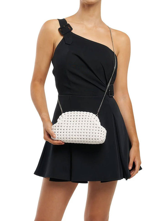 Olga Berg Everly Hand Woven Clutch (White)
