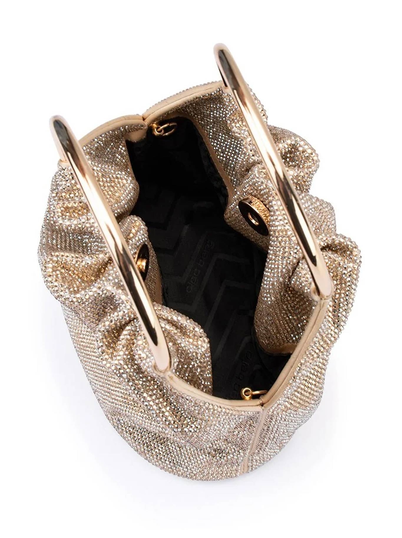 Olga Berg Mabel Crystal Top Handle Bag (Champagne)