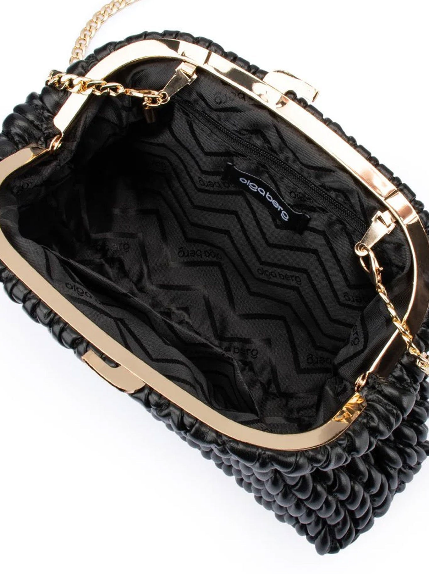 Olga Berg Paige Textured Clutch (Black)