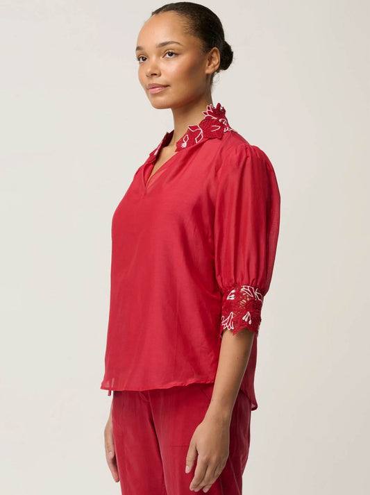 ONCE WAS JARDIN BLOUSE (Red)