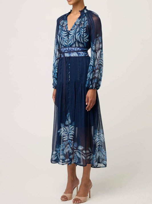 Once Was Sloane Midi Dress (Moon Lit)