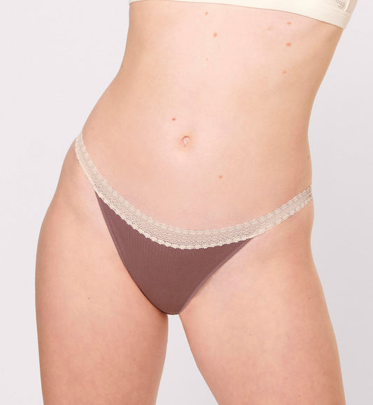 Triumph Sloggi Go Ribbed Tanga Twin Pack (Brown Light Combination)