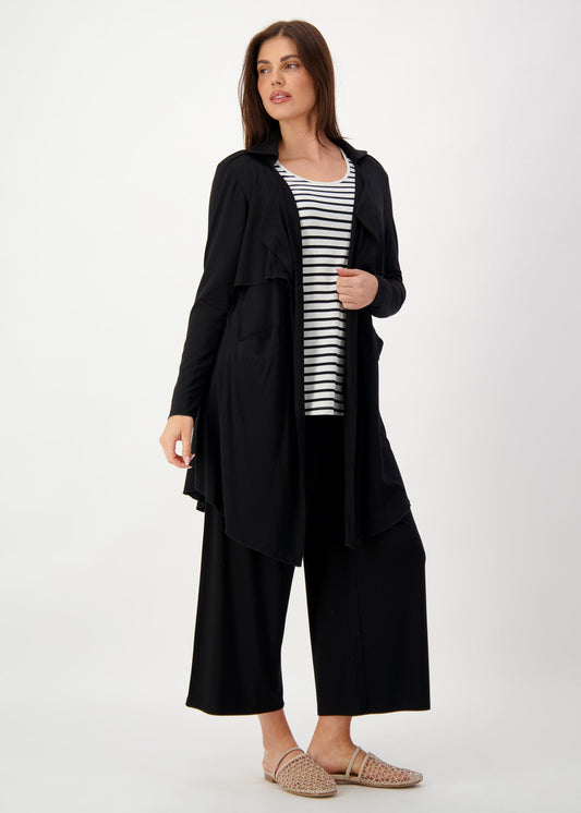 Image of Coats & Jackets. Product name - Avril Bamboo Trench Coat Black in Black colour by brand - Lou Lou