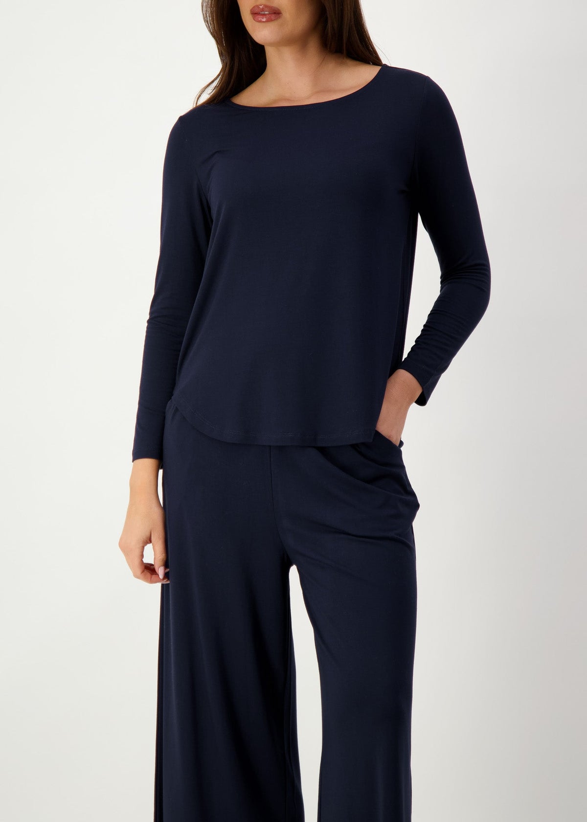 Lou Lou Adele Long Sleeve Bamboo Top (Navy)