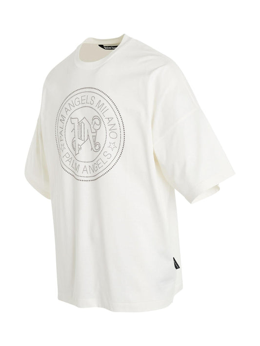 PALM ANGELS Milano Stud Loose Fit T-Shirt (White)