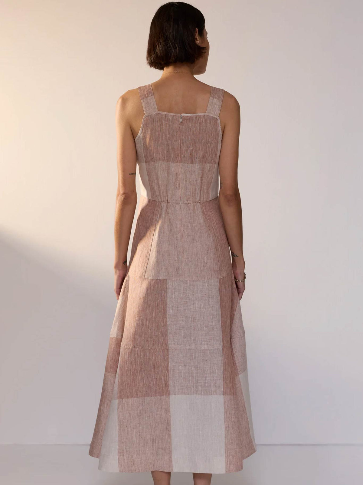 POL NIXIE GINGHAM DRESS (Toffee Gingham)