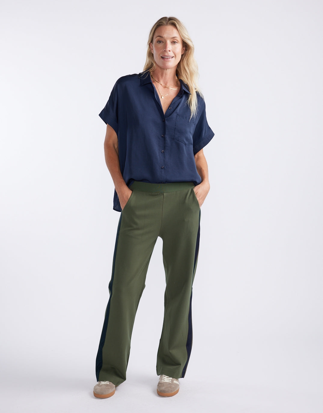 White & Co. Effortless Drape Shirt (Dark Navy)