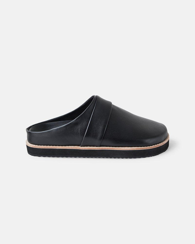 Image of Sandals. Productname: Walnut Melbourne Palmer Leather Mule in Black colour by brand - Walnut Melbourne