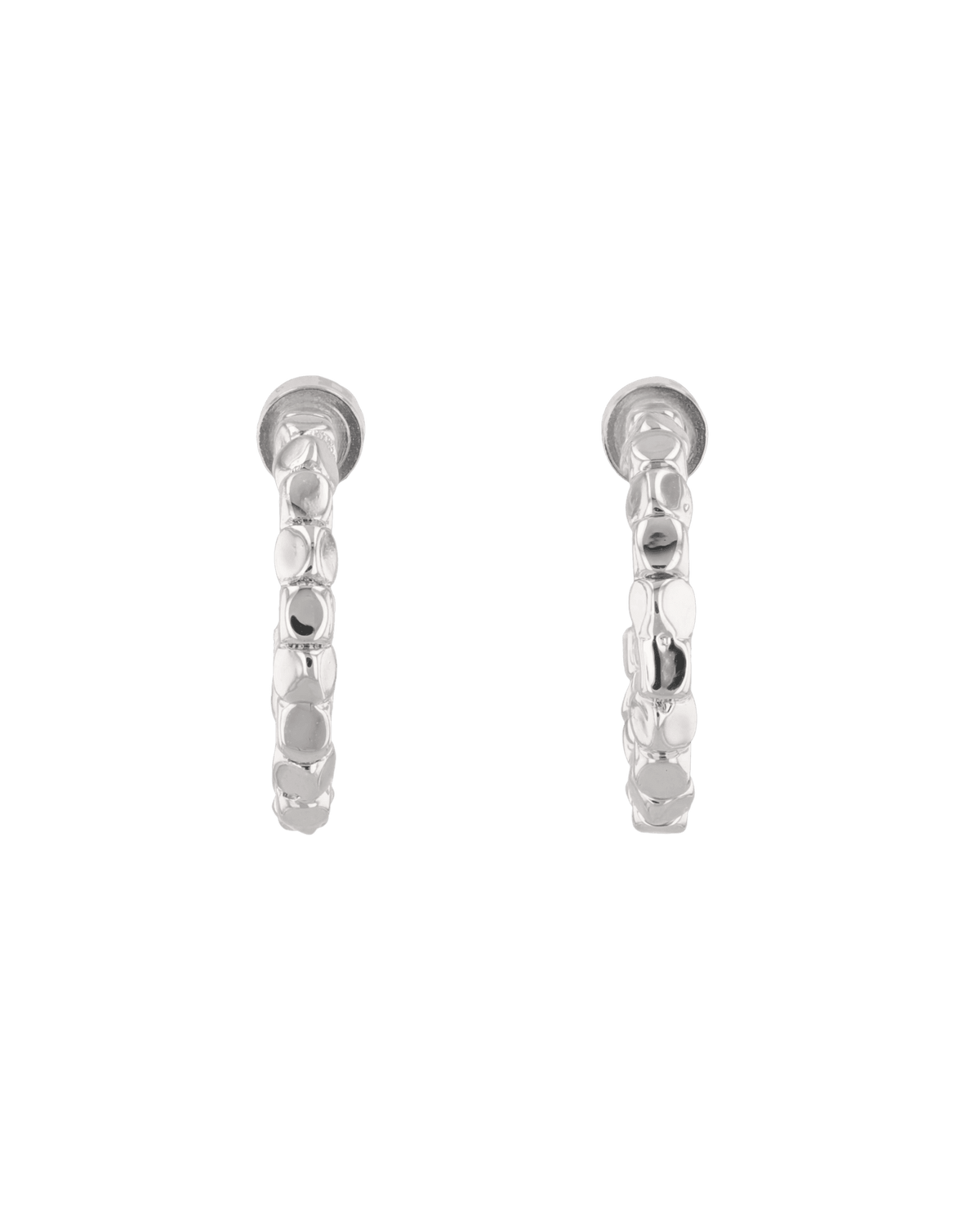LAVANA Pebble Textured Silver Hoop Earrings