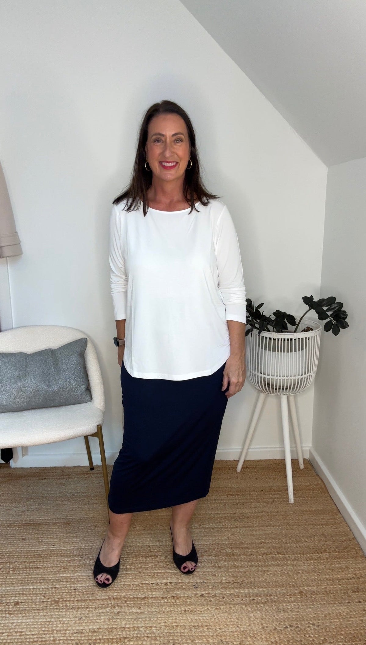 Lou Lou Adele Long Sleeve Bamboo Top (White)