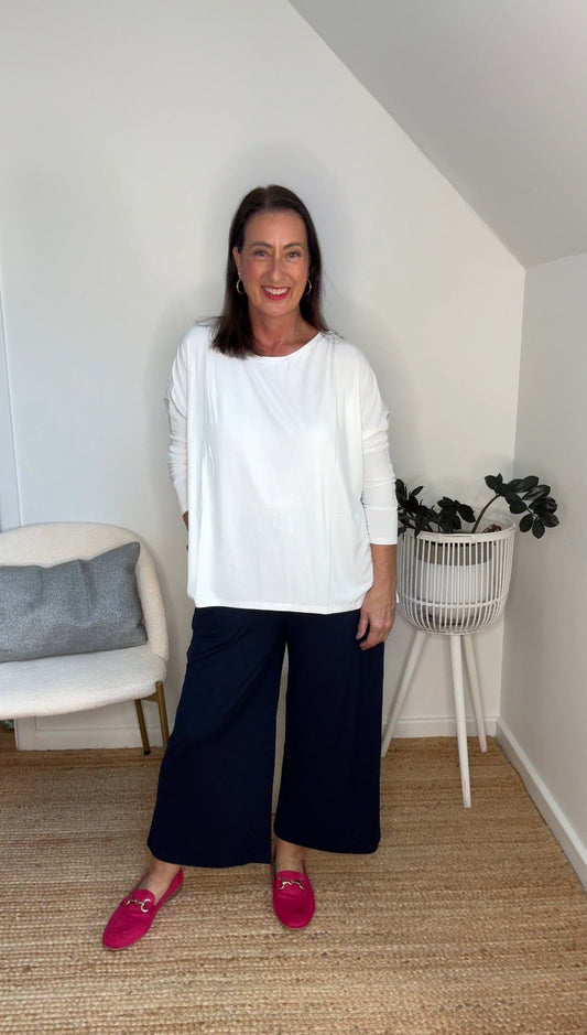 Lou Lou Gina Long Sleeved Bamboo Top (White)