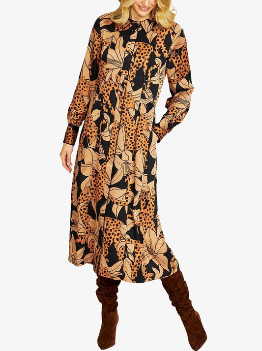PINGPONG SPLICE MIDI DRESS (Animal)