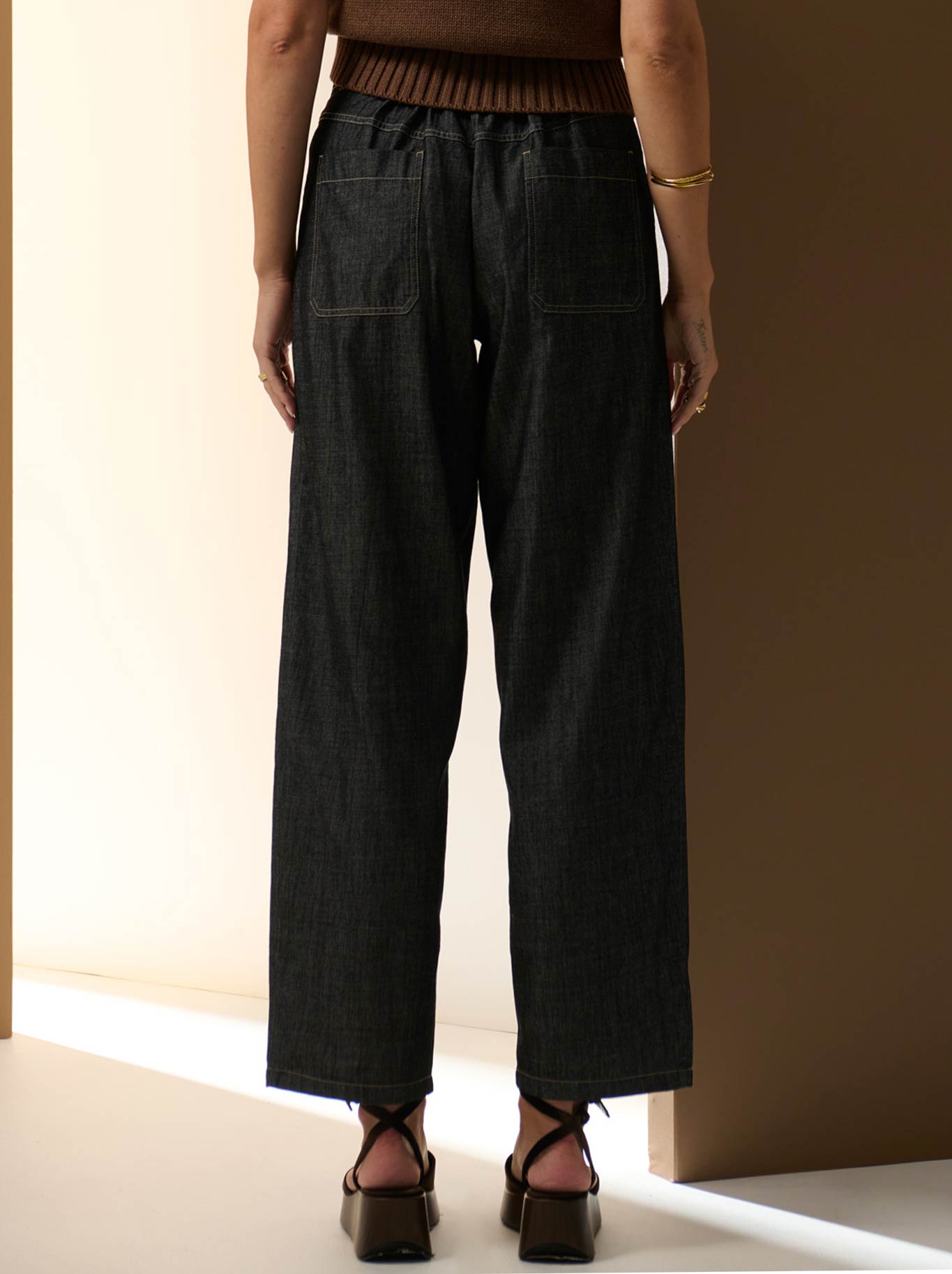 POL MUHLE DENIM BARREL PANT (Black)
