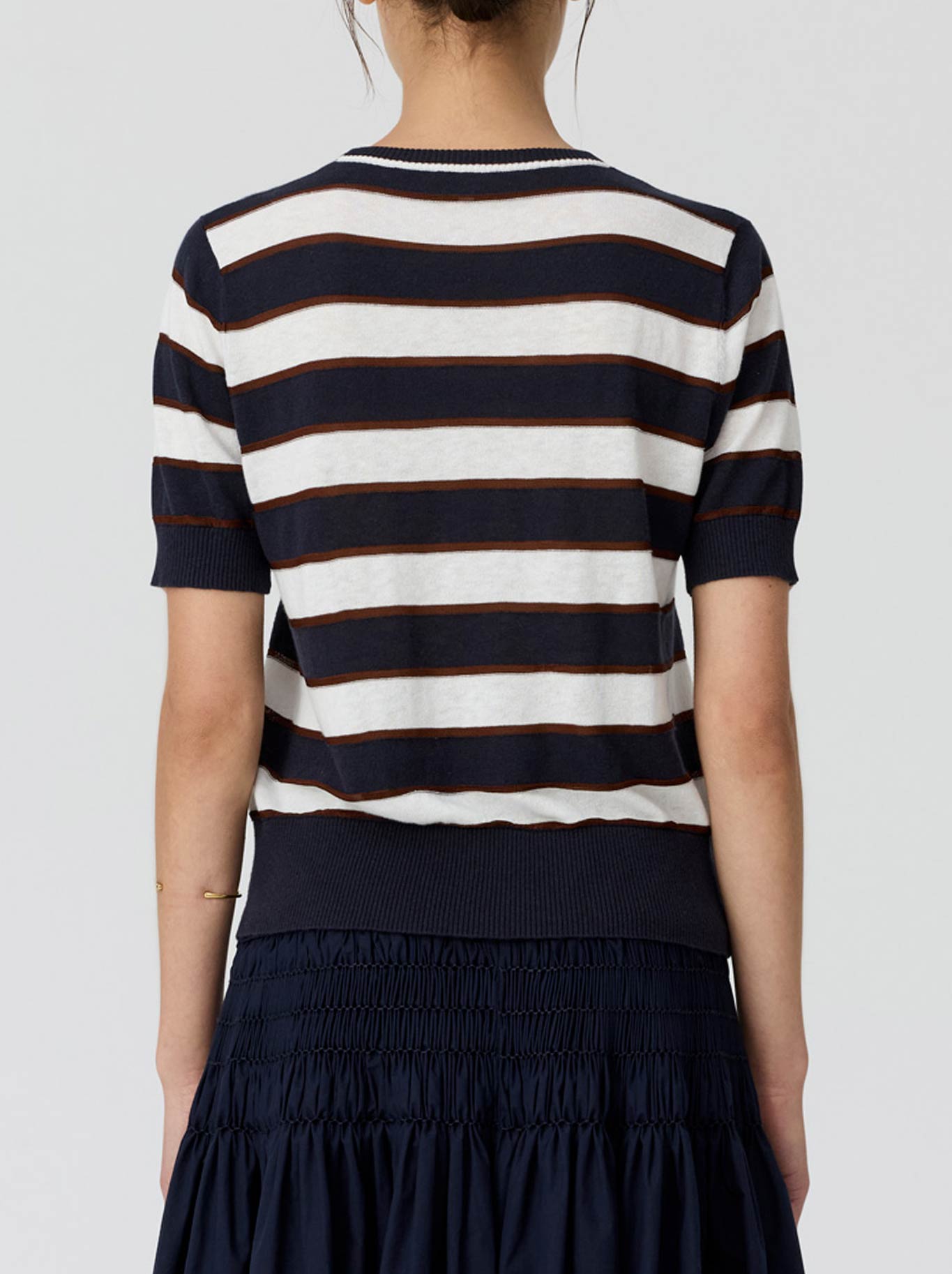 Pol Darcy Stripe Knit Tee (Ink/White/Choc)