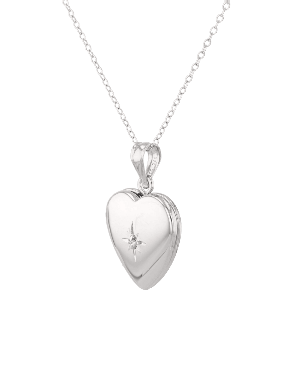 LAVANA Polaris Heart Diamond Locket Necklace Silver