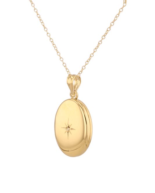 LAVANA Polaris Oval Diamond Locket Necklace Gold