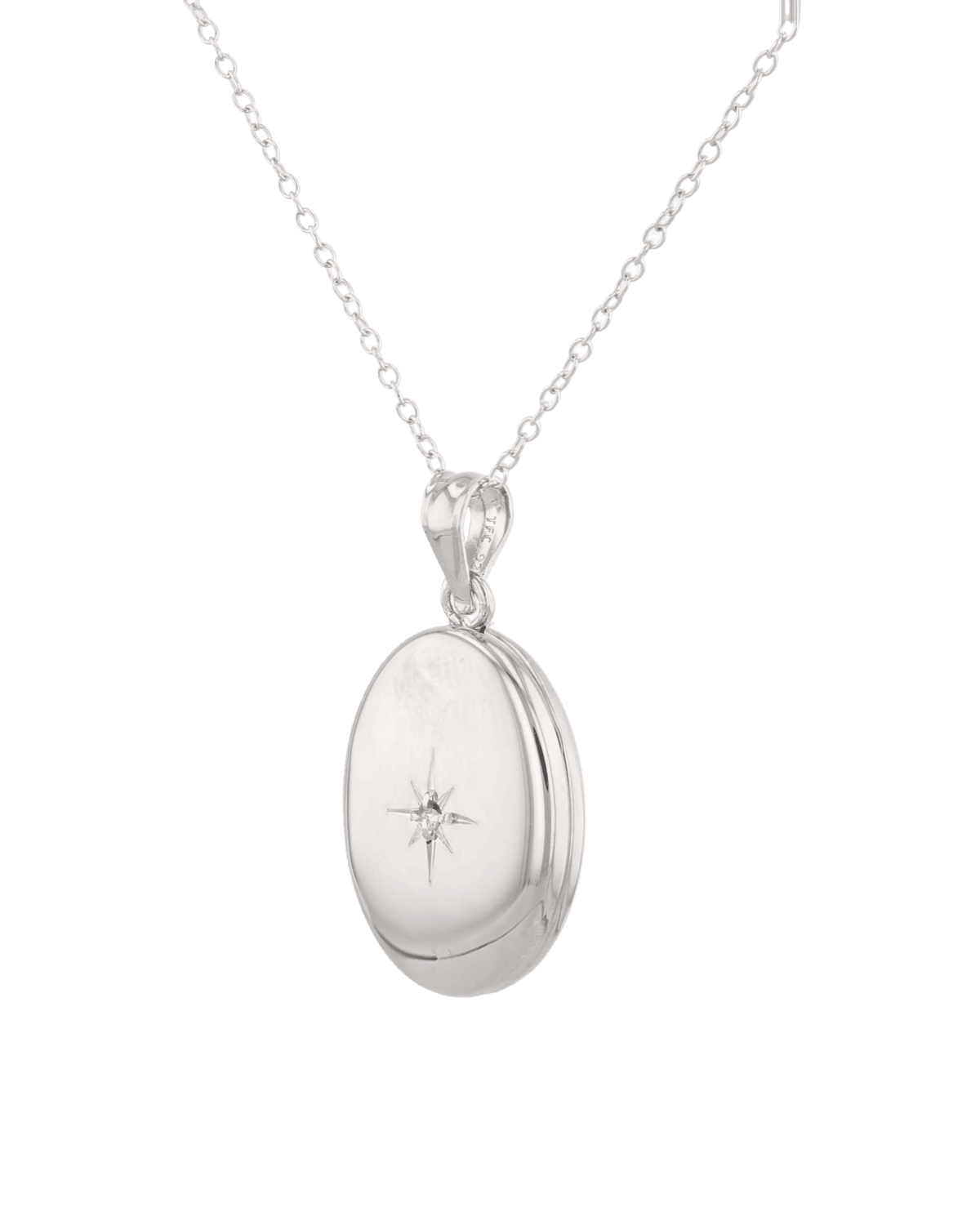 LAVANA Polaris Oval Diamond Locket Necklace Silver